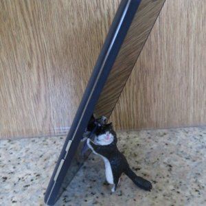 CAT Cell Phone Stand Grip Holder Black & White (F11)